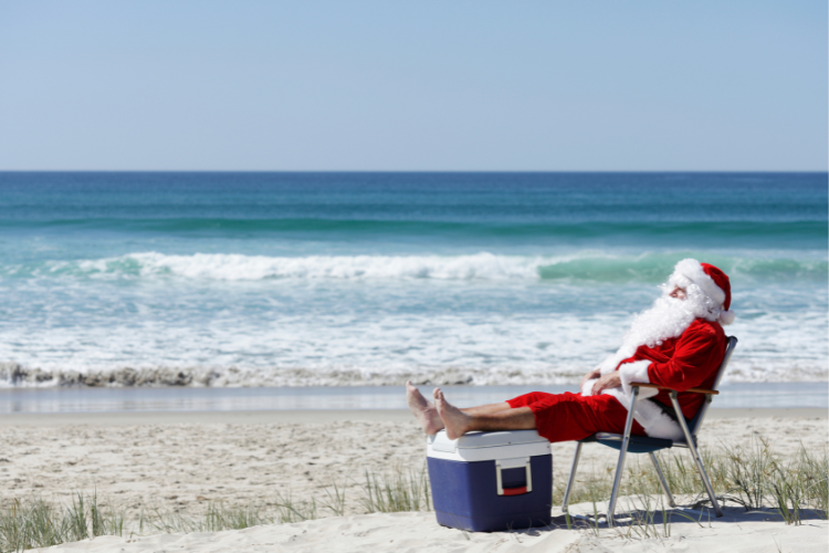 santa on beach