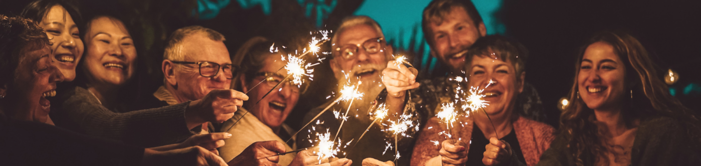 groups gathered together with sparklers